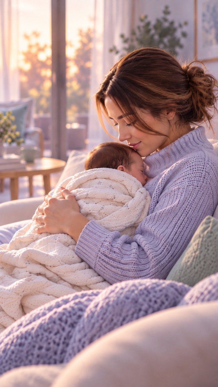 Mamá abrazando a su bebé recién nacido